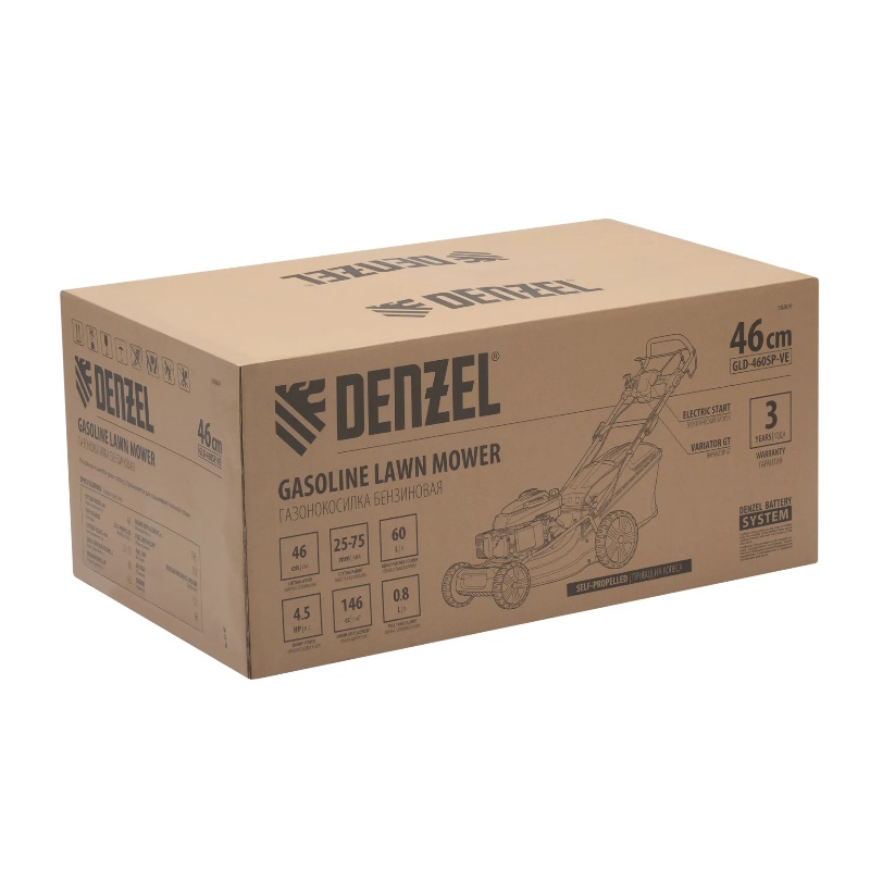 Газонокосилка бензиновая Denzel GLD-460SP-VE, 4,5 л.с., ширина скашивания 46 см, 58809