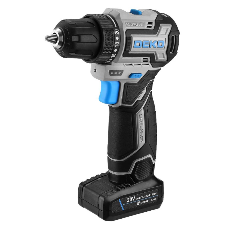 Дрель-шуруповерт аккумуляторная Deko Loner 20V PRO 085-1010, бесщеточная, компактная,  в кейсе, 20В, 2x3.0Ач в Череповце
