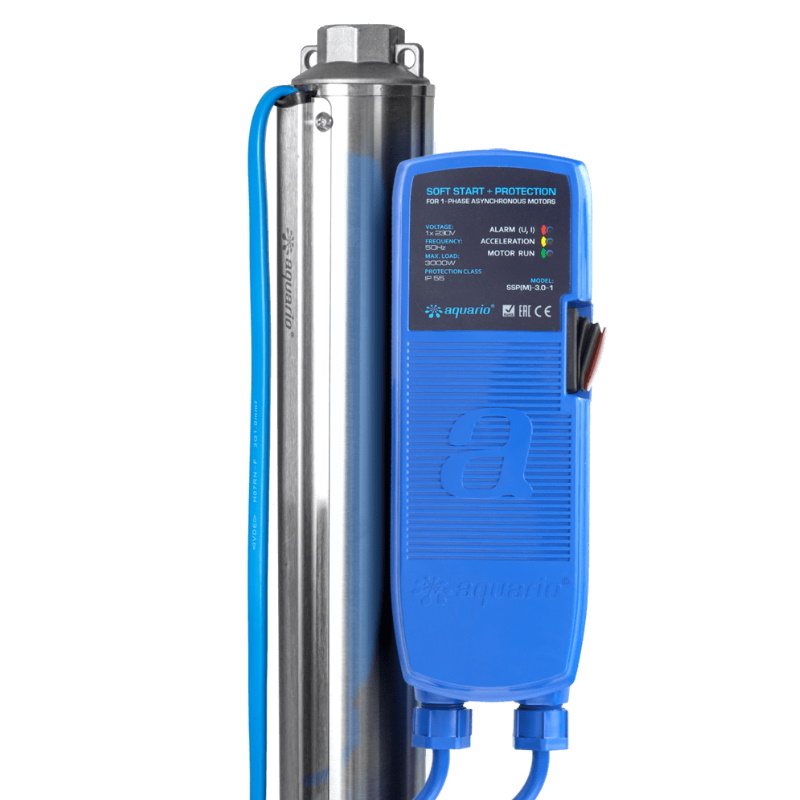 Насос скважинный Aquario ASP1E-100-75 (P) 3011, с плавным пуском, с встроенным конденсатором