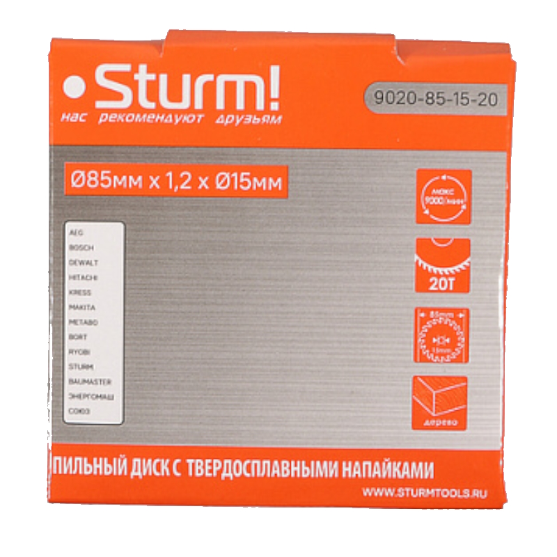 Диск пильный Sturm 9020-85-15-20, для CCS1285 в Туле
