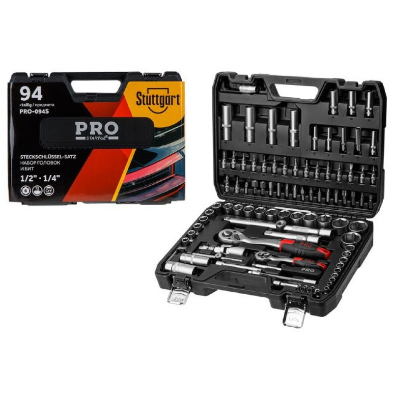 Набор головок и бит Pro Startul Stuttgart PRO-094S, 1/4",1/2", 94 предмета в Кинешме