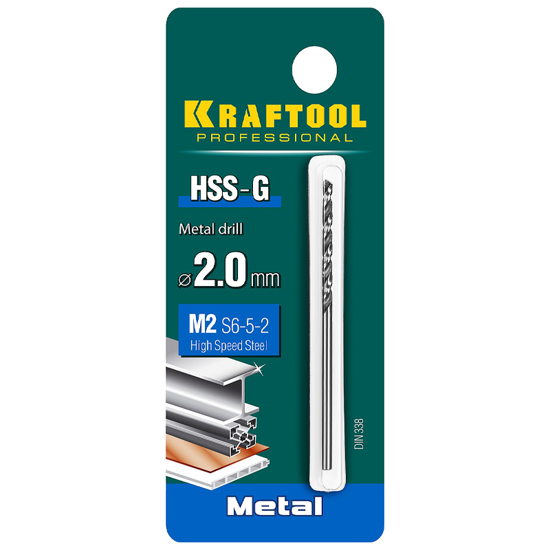 Сверло по металлу Kraftool HSS-G 2.0 х49мм, 29651-2, сталь М2(S6-5-2)  в Твери