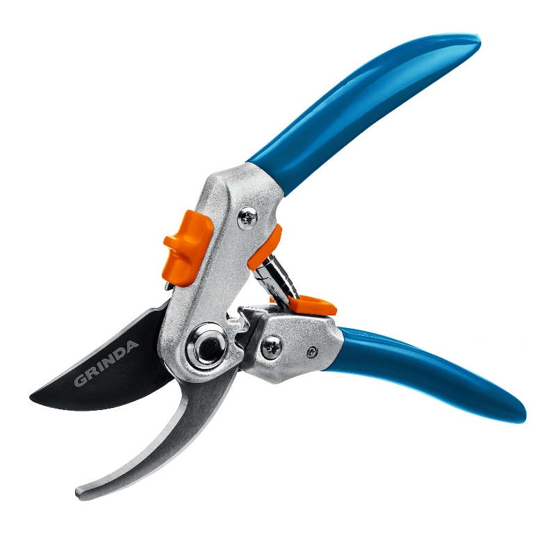 Плоскостной секатор Grinda P-51 PROLine 423451, 200 мм, закаленная сталь, шестерённая передача, двухкомпонентные рукоятки, покрытие ПВХ в Муроме