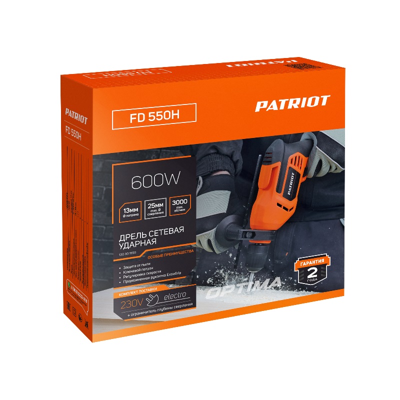 Дрель электрическая ударная Patriot FD 550H 120301550 в Костроме