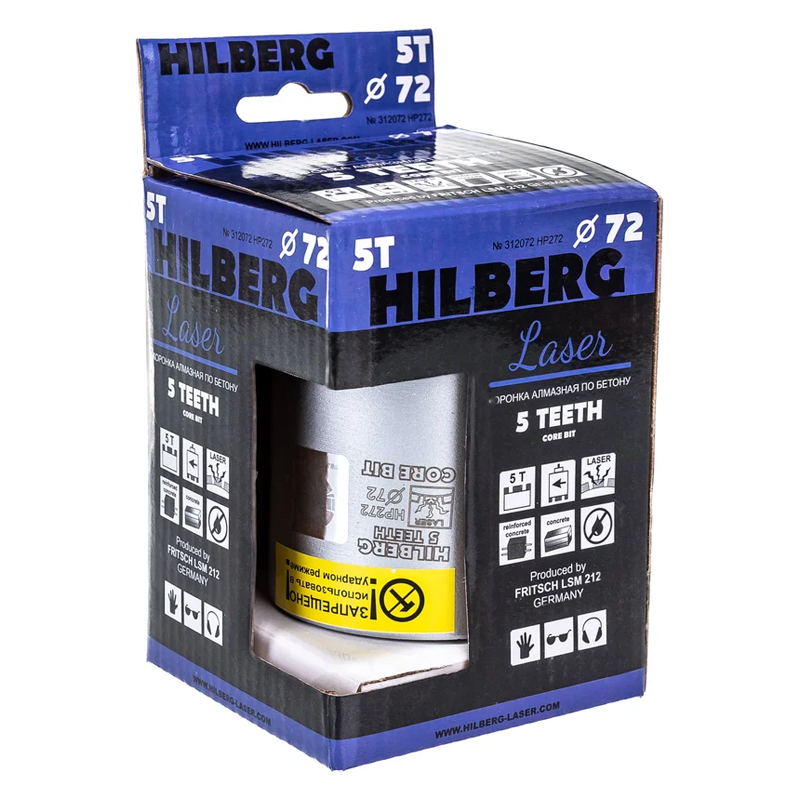 Коронка алмазная по бетону Hilberg Laser Five Teeth HP272 (72 мм) в Александрове