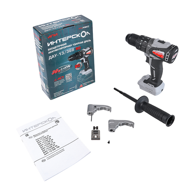 Аккумуляторная ударная дрель-шуруповерт Интерскол ДАУ-13/36В 90 (без АКБ и ЗУ) 860.0.0.70