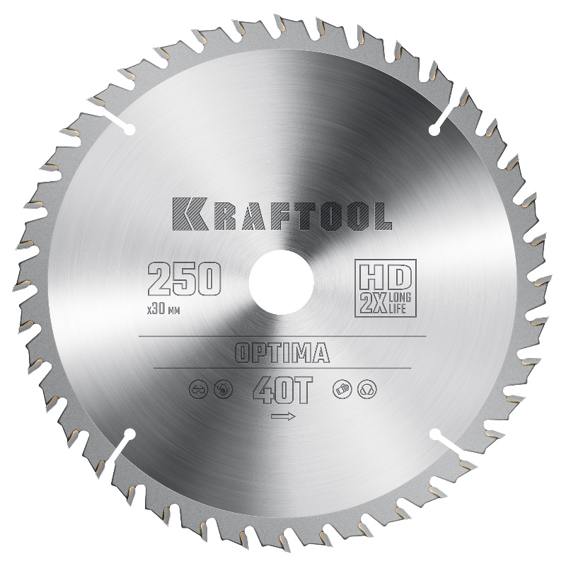 Пильный диск по дереву Kraftool Optima 36951-250-30, 250 х 30 мм, 40Т
