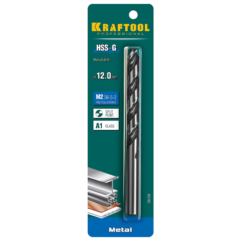 Сверло по металлу Kraftool HSS-G 12.0 х151мм, 29651-12, сталь М2(S6-5-2) в Твери