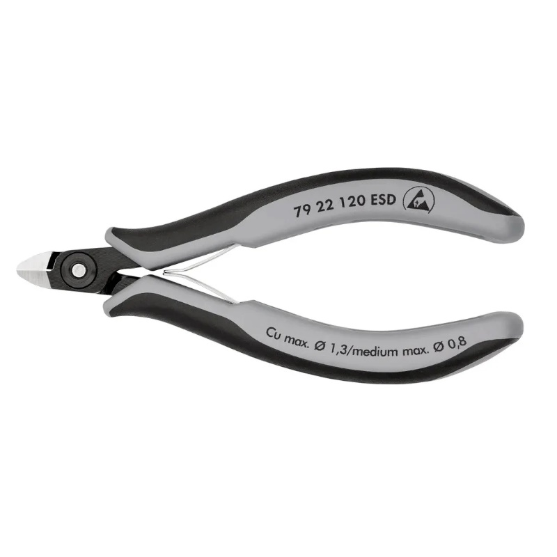 Бокорезы прецизионные Knipex KN-7922120ESD, маленькая головка, 120 мм, 2-компонентные антистатические ручки в Угличе