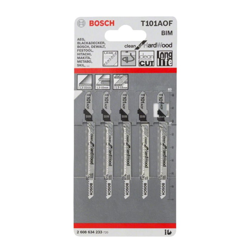 Пилки для лобзика Bosch 2.608.634.233 (T101AOF, BIM, 5 шт.) в Иваново