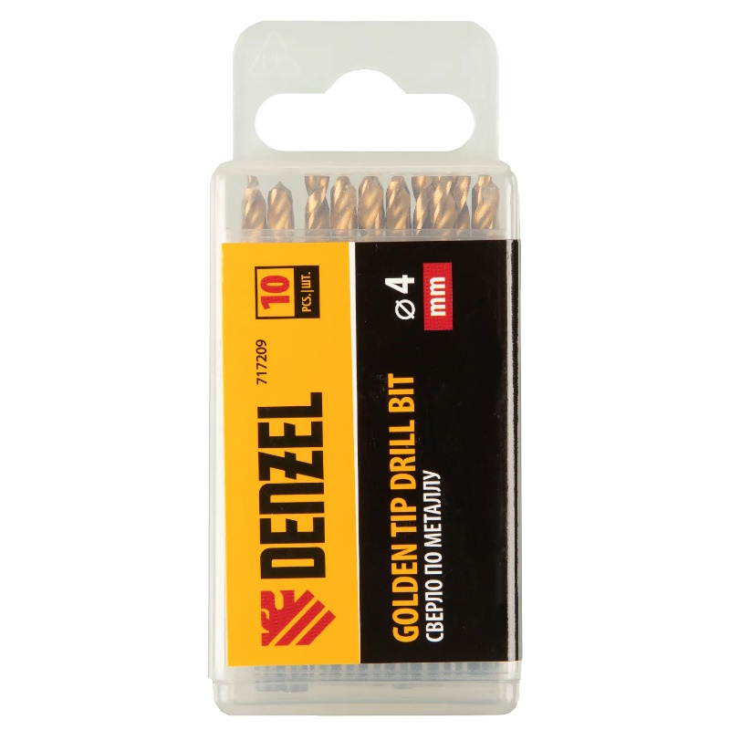 Сверло по металлу Denzel 717209, 4 мм, HSS-Tin, Golden Tip, 10 шт. в Рыбинске