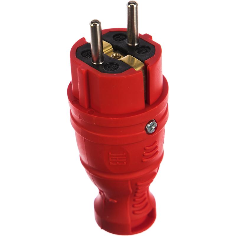 Вилка прямая Эра V8-RED-IP44 (каучуковая, с заземлением, прямая, 16 A, IP44, красная) Б0044547 в Кинешме