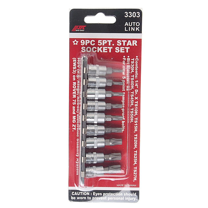 Набор насадок JTC JTC-3303, TORX 5-гранных, 1/4", TS10H-TS50H, 9шт в Угличе