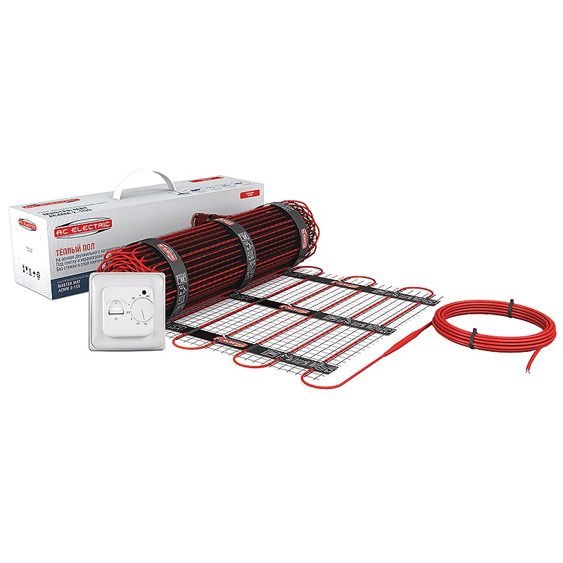 Кабельный теплый пол с терморегулятором в сетке AC Electric ACМM 2-150-05 НС-1307388 кабель 41 мм 150 вт 2520₽