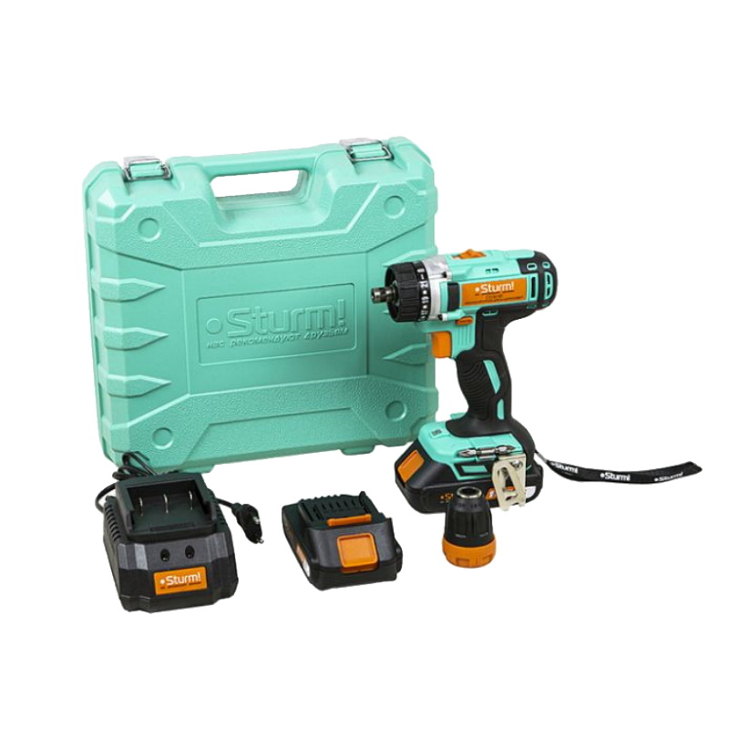 Дрель аккумуляторная Sturm! CD3618T, 18В, 1BatterySystem, 30Нм, 2х2.0Ач, съемный патрон, кейс в Туле