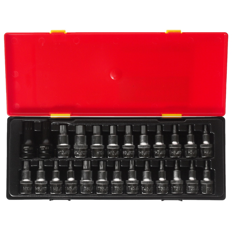 Набор бит-головок JTC JTC-K4251, 1/2", HEX H4-H14, TORX T20-T60, SPLINE M5-M12, 25 предметов, кейс