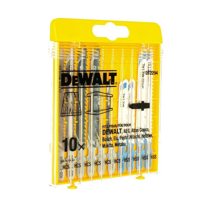 Электрический лобзик DeWalt DWE349B-KS, с набором пилок DeWalt DT2294-QZ, 10 шт. во Владимире