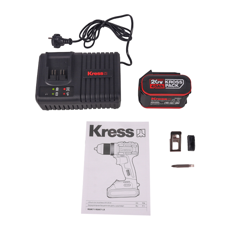Дрель-шуруповерт аккумуляторная бесщеточная Kress KUA71 , 20В, 60Нм, 4Ач x2, ЗУ, кейс в Угличе