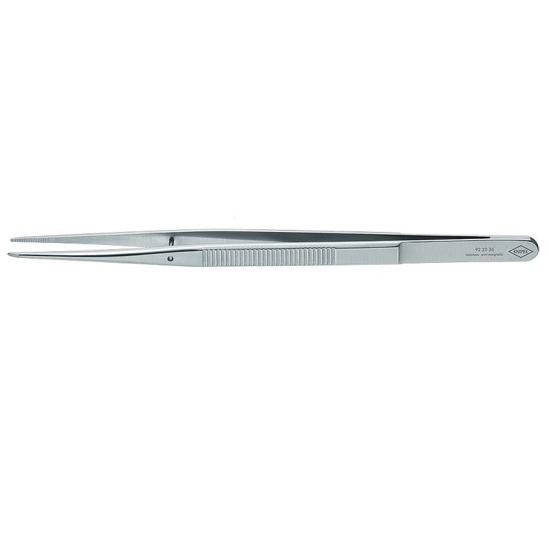 Пинцет захватный прецизионный со штифтом Knipex KN-922235, тонкие зазубренные губки, 155 мм, CrNi сталь, антимагнит