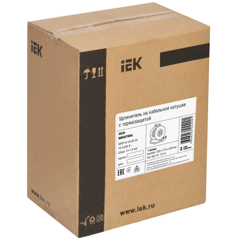 Катушка IEK INDUSTRIAL УК20 WKP14-10-04-20 4 места 2P+PE/20м 3х1,0мм2 в Муроме