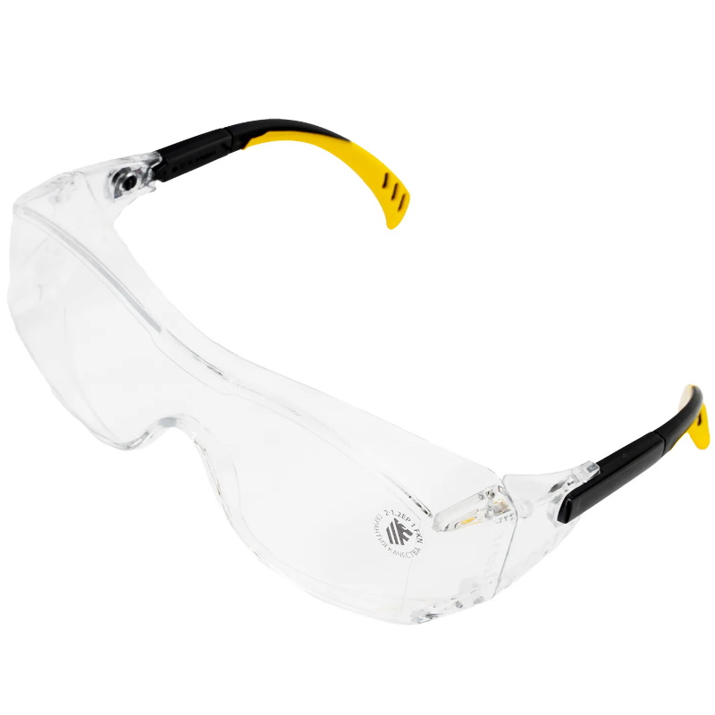 Очки защитные Denzel 89201 открытые поликарбонатные увеличенная прозрачная линза регулируемые дужки 386₽