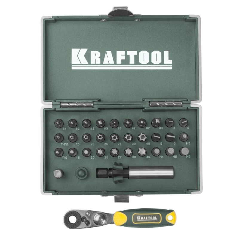 Набор бит Kraftool "X-Drive" 26065-H33, кованых, торсионных, Cr-Mo, система насечек "NSS", 33 предметов, в боксе в Ярославле
