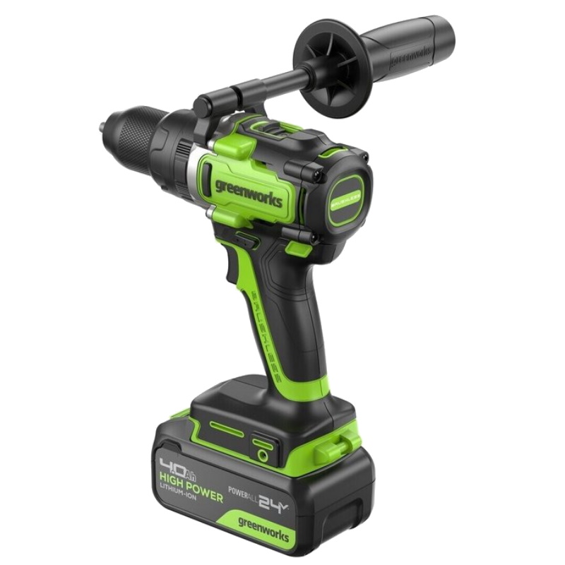 Дрель-шуруповерт ударная аккумуляторная Greenworks GD24DD140 3707607CUD, 24V, б/щет, 70/140 Нм, Anti-kickback, 2x4Ач, ЗУ, коробка в Угличе