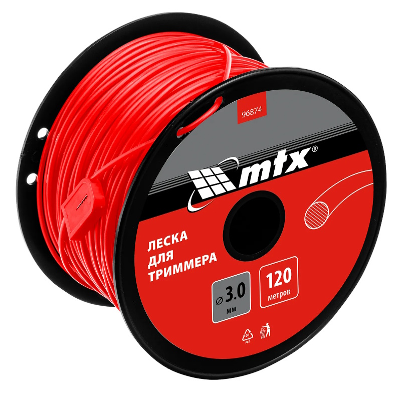 Леска для триммера MTX 96874, круглая, 3,0 мм х 120 м, на катушке в Вологде
