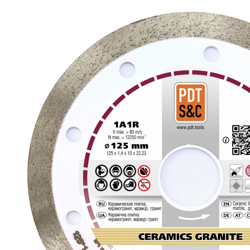 Круг отрезной алмазный PDT Ceramics Granite 1А1R (125х1.4х10х22.2 мм) 820200CRMGu в Рыбинске