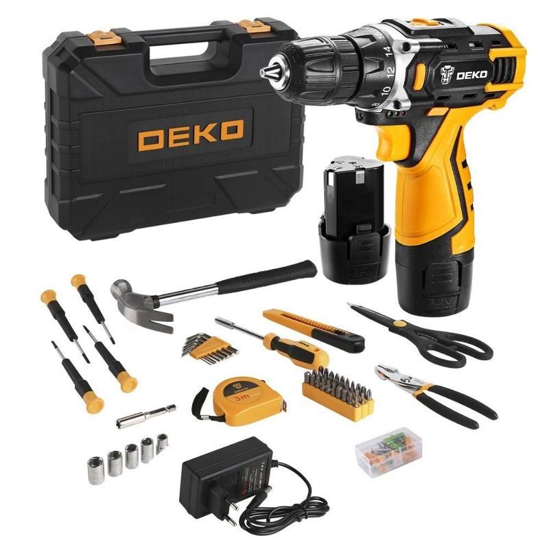 Аккумуляторная дрель-шуруповерт Deko DKCD12FU-Li-Ion 063-4117, с набором инструментов и кейсом в Угличе