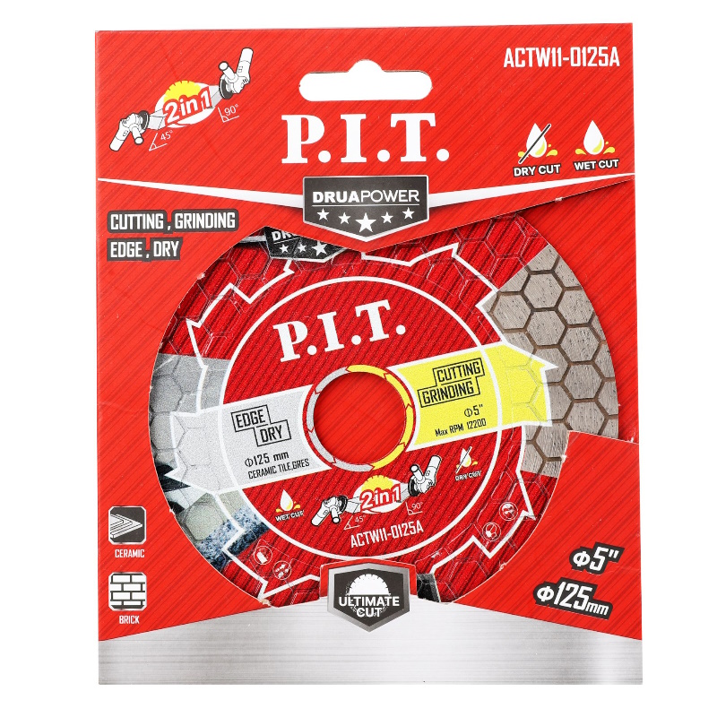 Диск алмазный P.I.T. DRUA ACTW11-0125A, 2в1, 125х22,2х1,6мм, сухой/мокрый рез, резка+шлифовка в Твери
