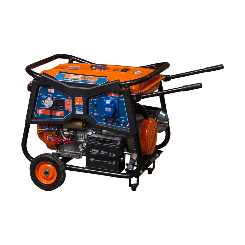 Генератор бензиновый Maxpiler MPG-6500CE 656 кВт 13 лс медь розетка 2220В12В цифровой дисп AVR стартер 64546₽