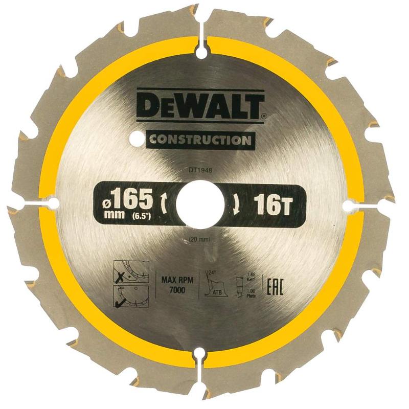 Пильный диск по ДВП DeWalt CONSTRUCT DT1948-QZ (диаметры 165/20 мм, ширина пропила 1,86 мм) в Муроме