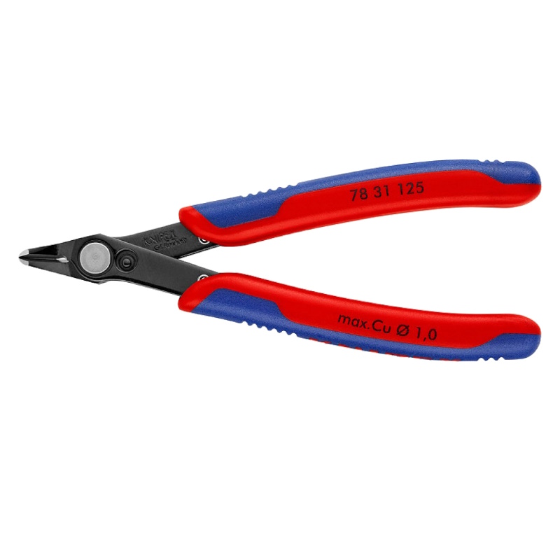 Бокорезы прецизионные Knipex Electronic Super Knips KN-7831125 чернёные с тонкой головкой 125 мм 2-компонентные ручки 4528₽