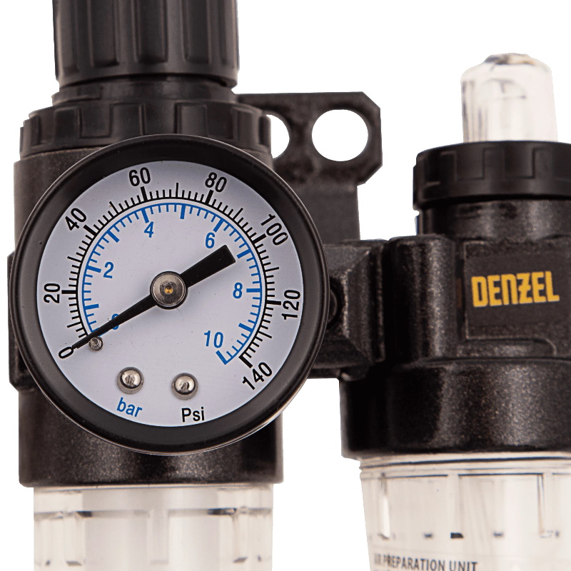 Блок подготовки воздуха Denzel FLR1500 57469 регулятор-фильтр-лубрикатор, 10 бар, 1500 л/мин, 1/4" в Переславле