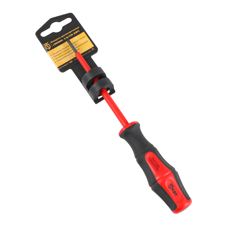 Отвертка диэлектрическая КВТ Профи 78608, SL3х100 