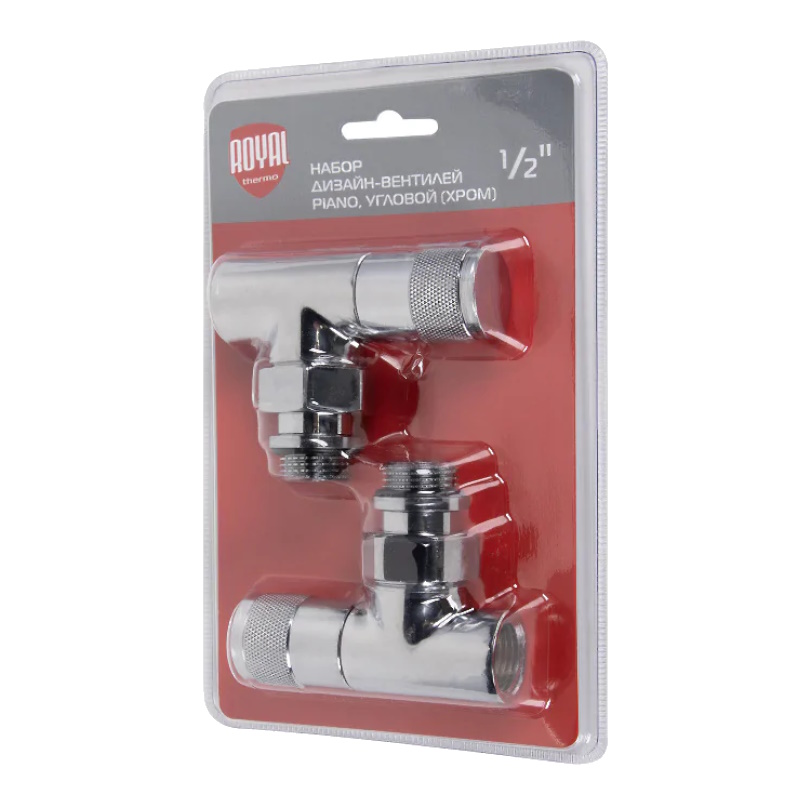 Набор дизайн-вентилей Royal Thermo PIANO НС-1144294, угловой, хром, 1/2" в Муроме