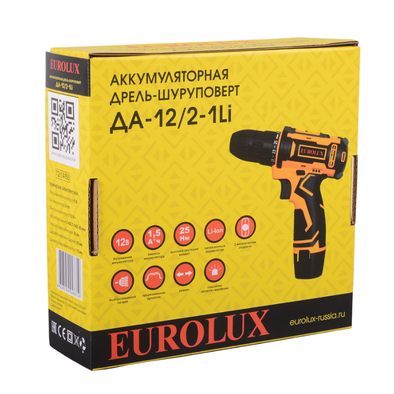 Дрель-шуруповерт аккумуляторная Eurolux ДА-12/2-1Li 72/14/68 в Иваново