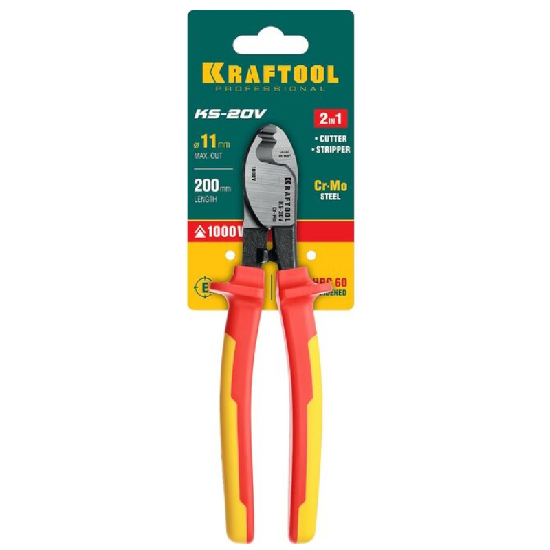 Диэлектрический кабелерез Kraftool KS-20V 23333-20V, 1000 В, d 11мм, 200мм в Коврове