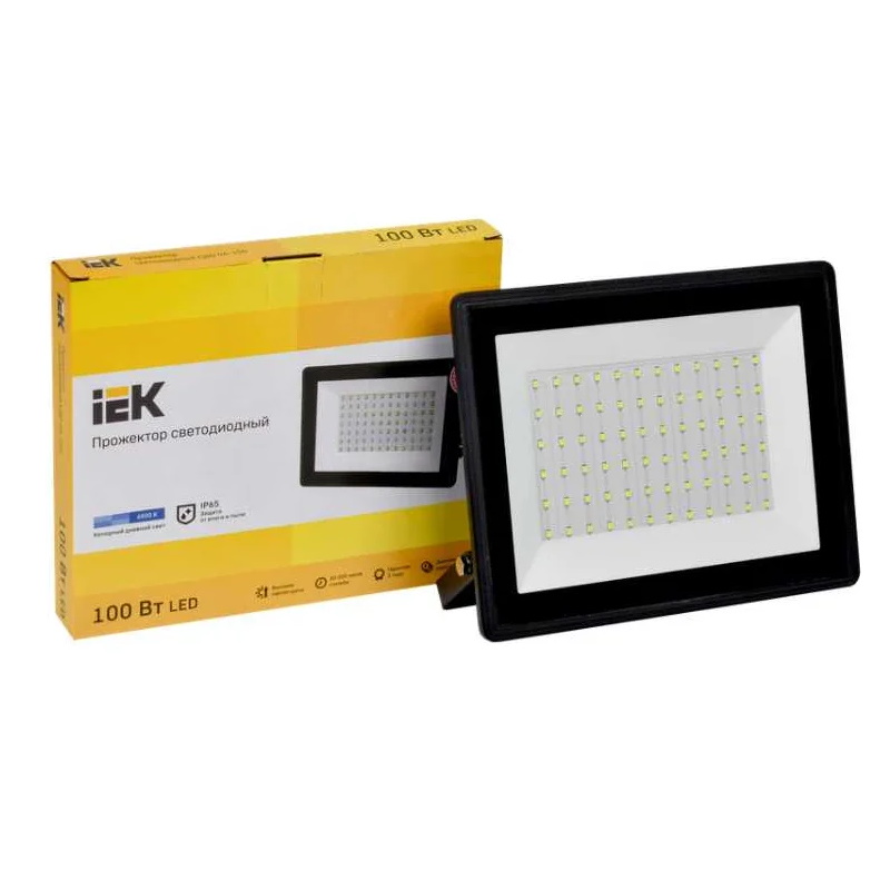 Прожектор светодиодный СДО 06-100 IEK LPDO601-100-65-K02, 6500К , 8000Лм, IP65 черный