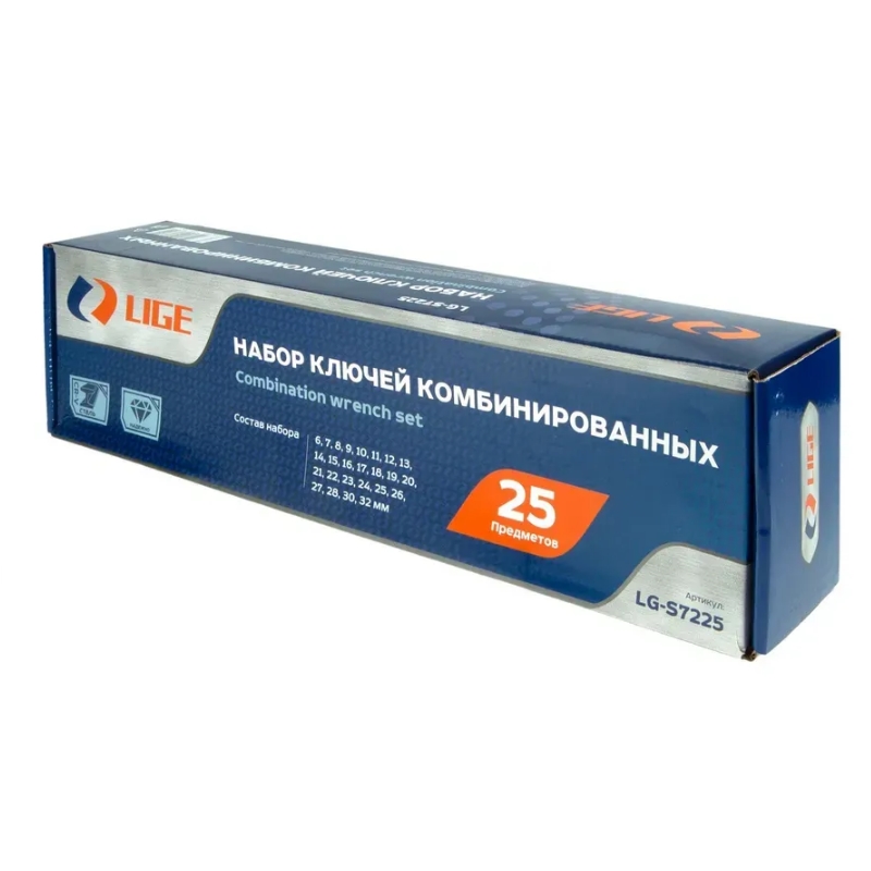 Набор ключей комбинированных Lige LG-S7225, 25предметов, 12гр.(6,7,8,9,10,11,12,13,14,15,16,17,18,19,20,21,22,23,24,25,26,27,28,30,32мм), на полотне в Муроме