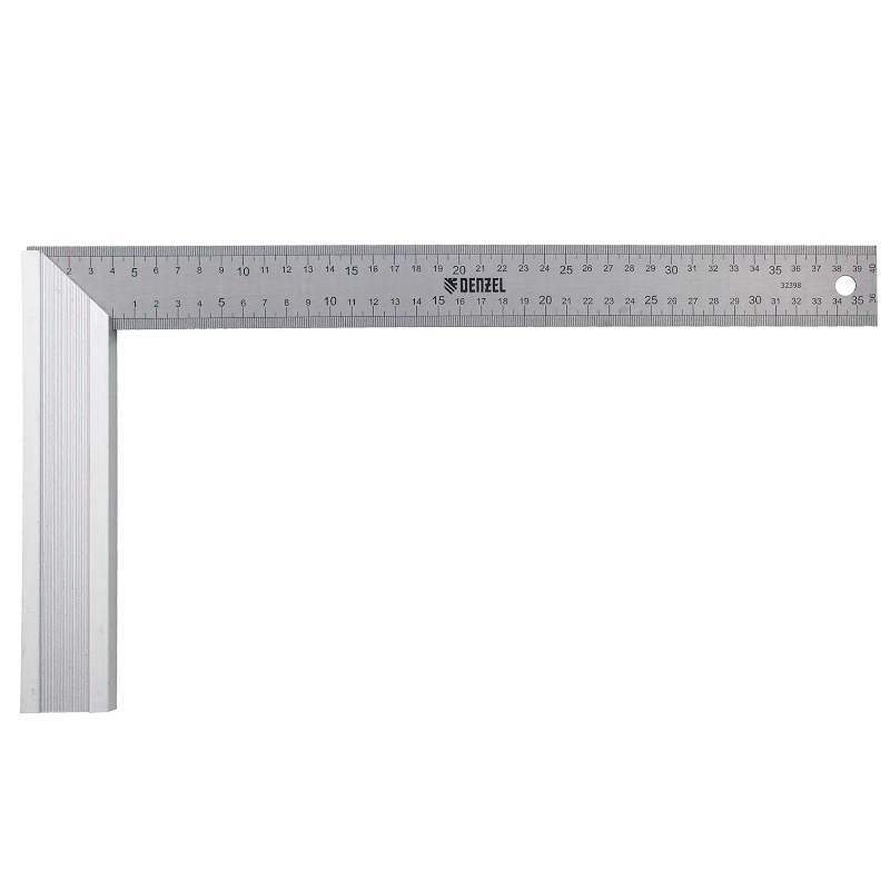 Угольник стальной Denzel 32398 нержавеющая сталь градуировка алюминиевое основание 400 мм 1247₽