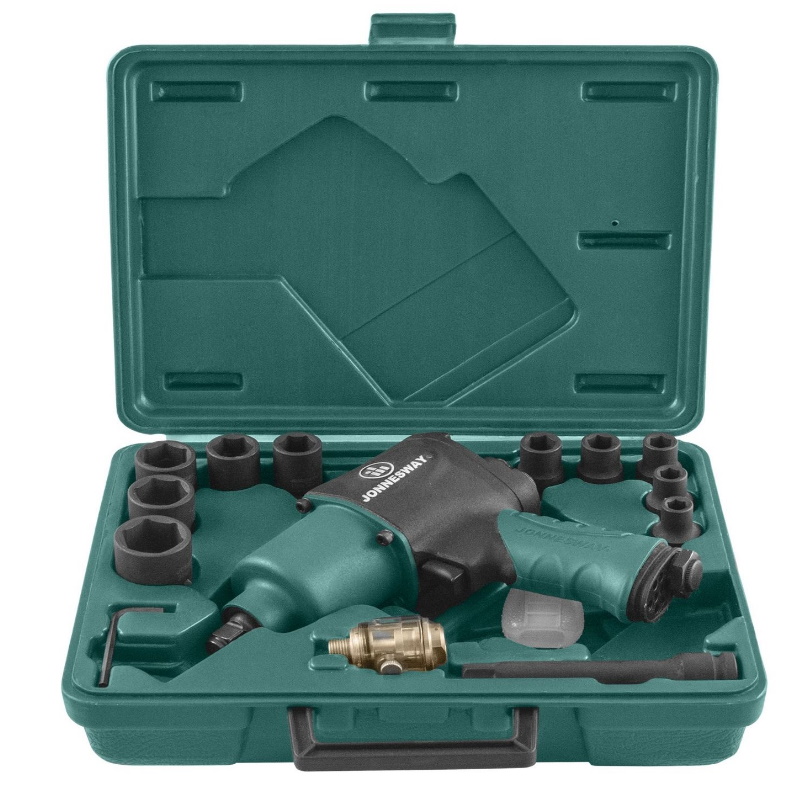 Пневматический гайковерт Jonnesway JAI-1044K, 1/2"DR + торцевые головки ударные 9-27мм, 17 предметов  в Иваново
