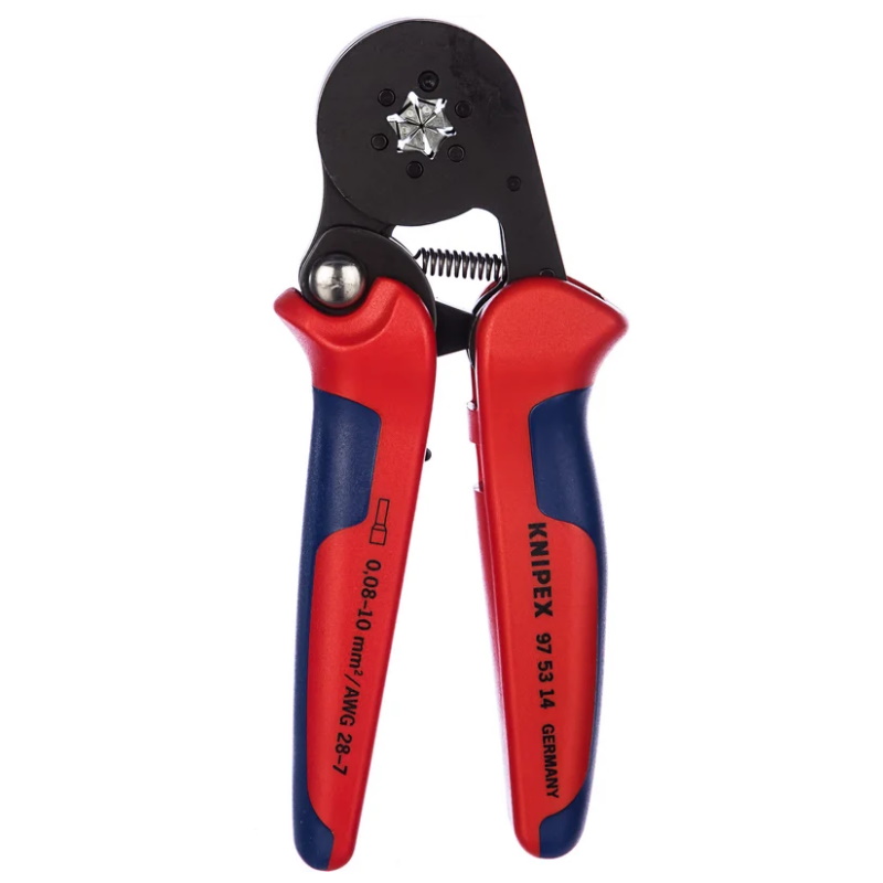 Пресс-клещи для контактных гильз Knipex KN-975314, DIN 46228 1+4, 6-гранный обжим, боковые, 1 гнездо, 0.08-10 мм², 2 х 4 мм², длина 180 мм, фосфатирова  в Череповце