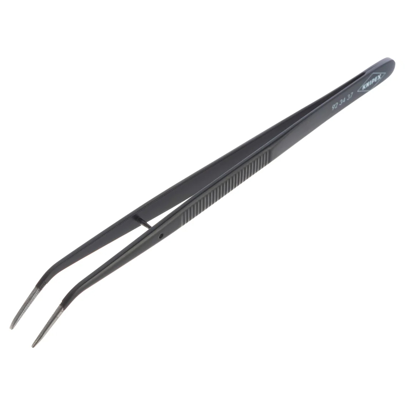 Пинцет захватный Knipex KN-923437 прецизионный со штифтом, тонкие зазубренные губки 45°, 155 мм, пружинная сталь во Владимире