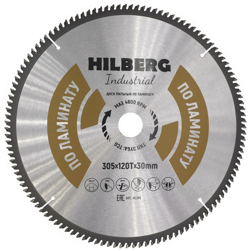 Диск пильный Hilberg Industrial Ламинат HL305 30530120Т 5100₽