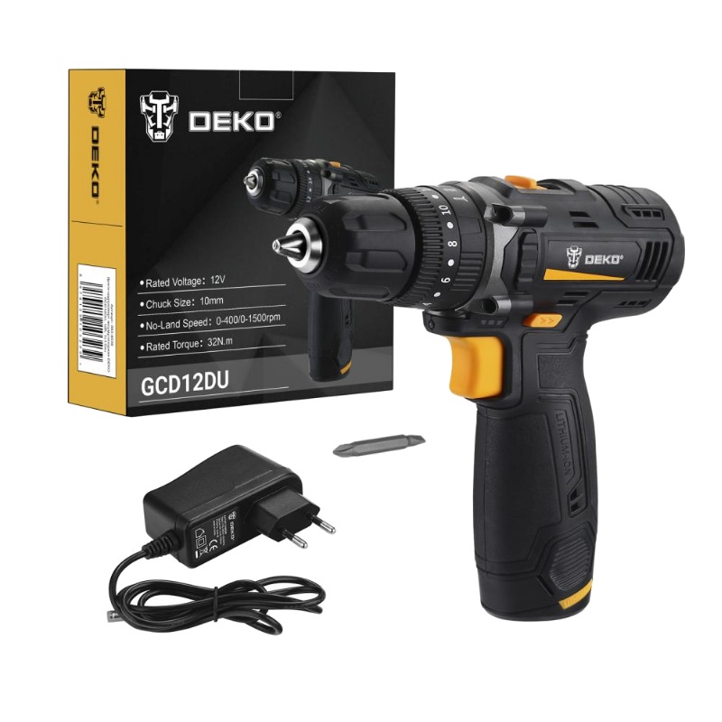 Аккумуляторная ударная дрель-шуруповерт Deko GCD12DU, Li-Ion, 12 В, 1.5 Ач 063-4039 в Твери