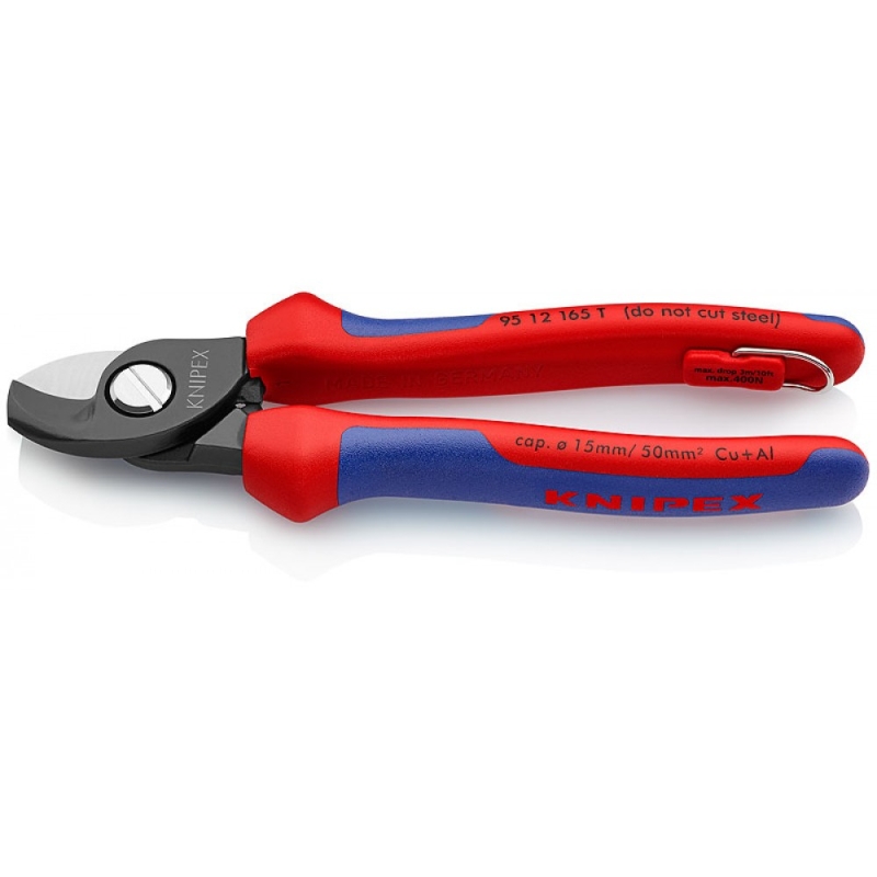 Кабелерез Knipex KN-9512165T Ø 15 мм (50 мм²), длина 165 мм, фосфатированный, 2-комп ручки, проушина для страховки в Рыбинске