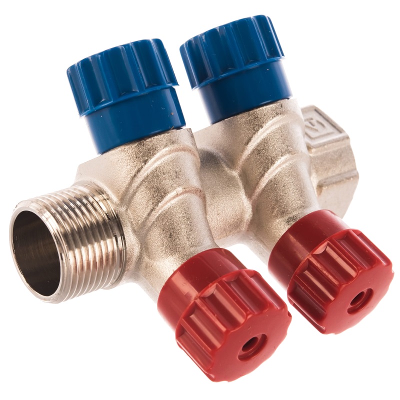 Коллектор с регулировочными вентилями Valtec VTc.560.N.0502 (3/4", 1/2", двухконтурный)
