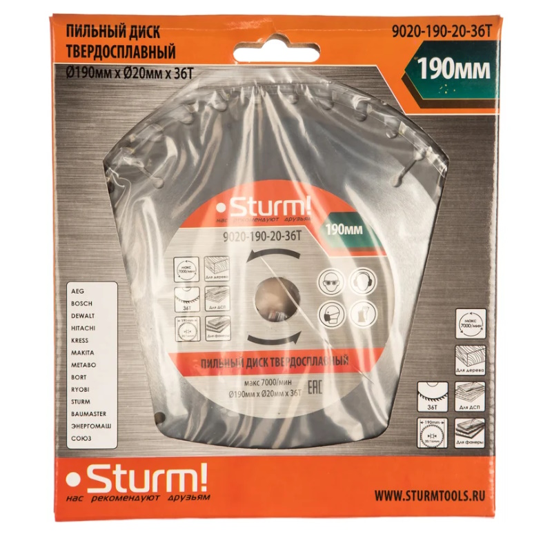 Диск пильный Sturm 9020-190-20-36T в Костроме